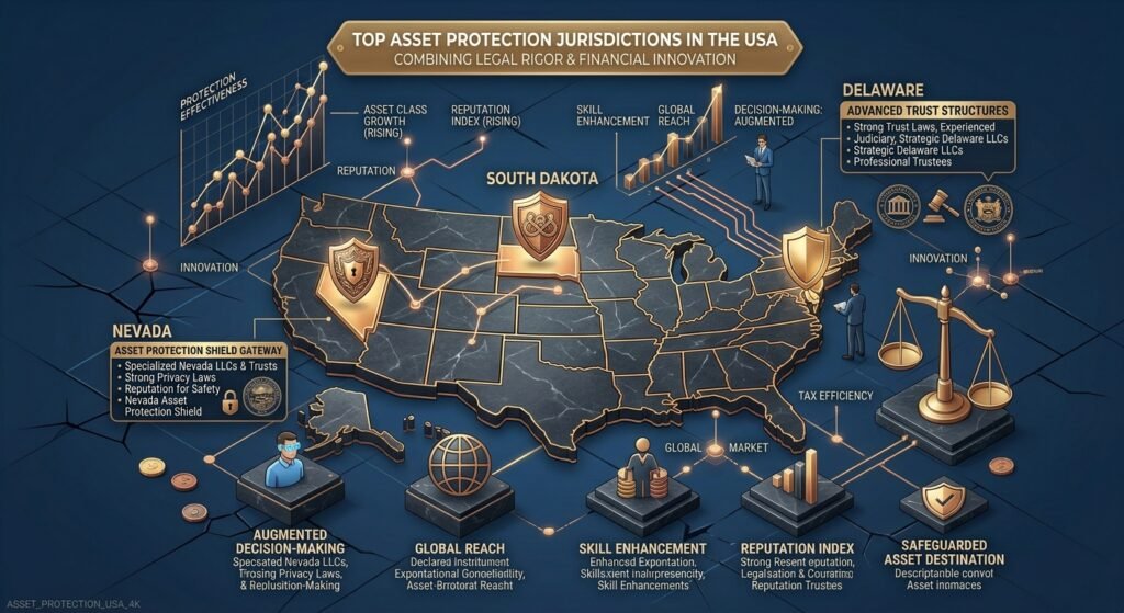 Top asset protection jurisdictions in the USA map