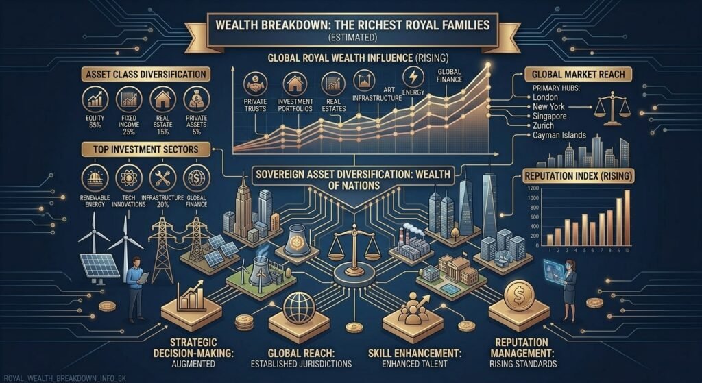 Richest royal families in the world crown concept