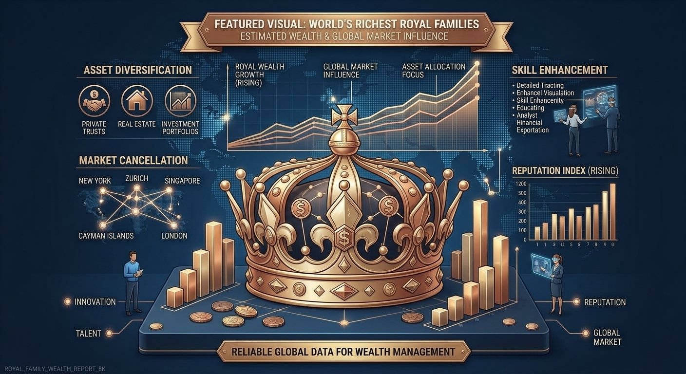 Richest royal families in the world crown concept